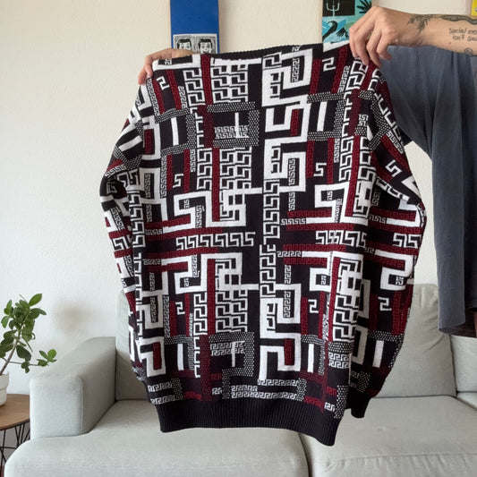 Black, Red and white sweater