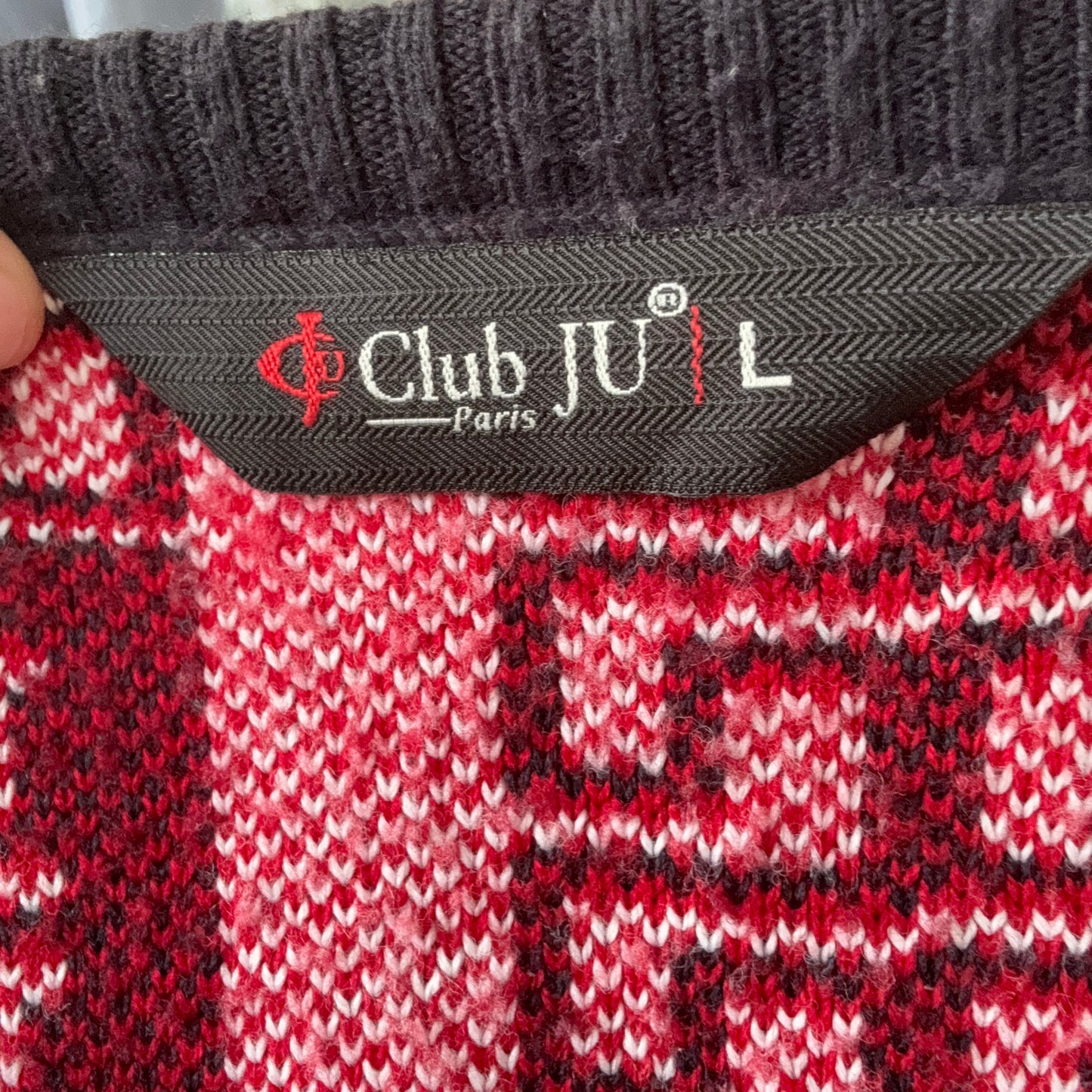 Black, Red and white sweater