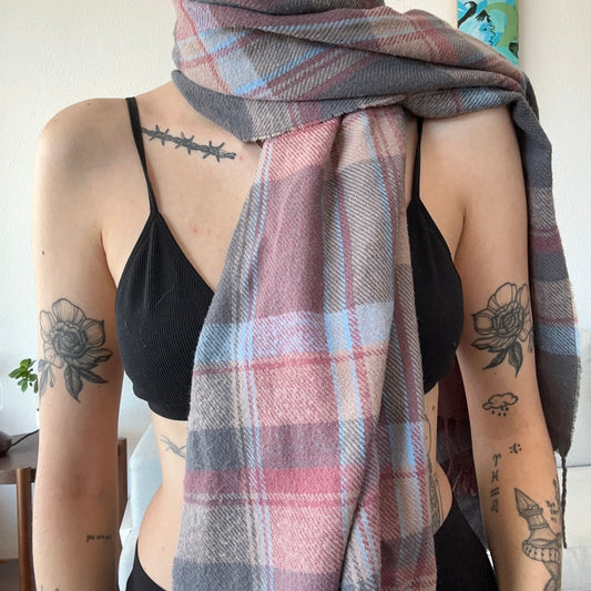 Pink, blue, gray, beige Scarf