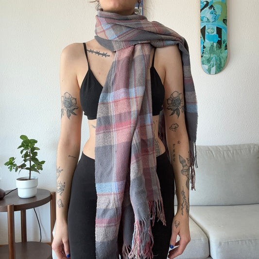 Pink, blue, gray, beige Scarf