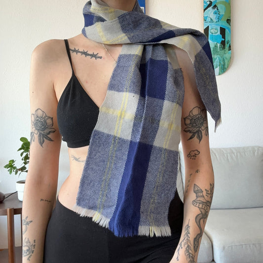 Blau-weiß karierter Schal