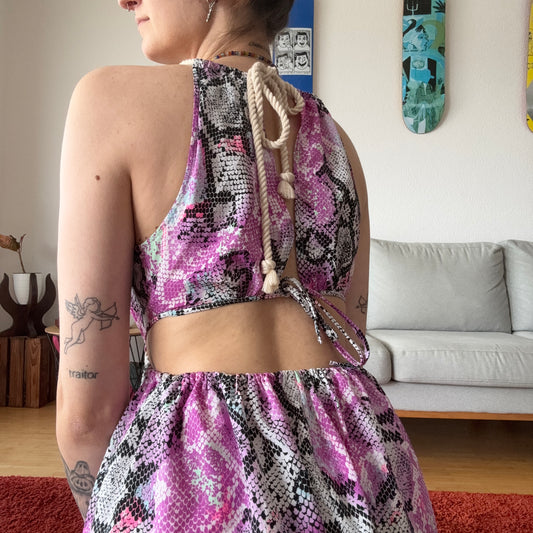 Purple, Black and White Dress