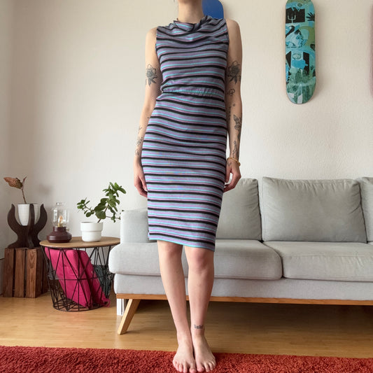 Black, Purple and Blue Striped Dress | Bern