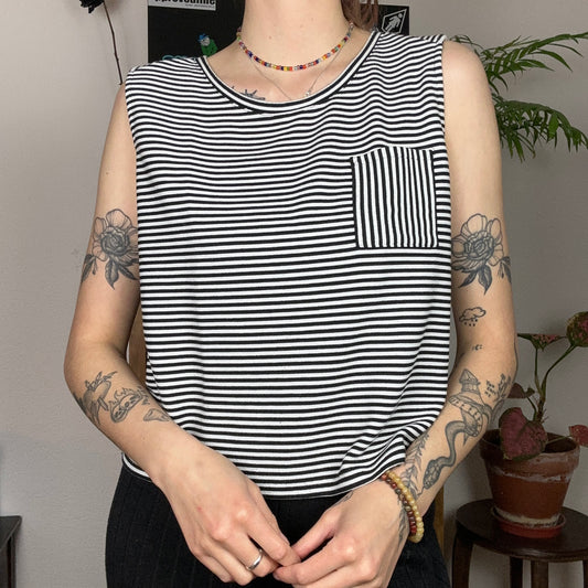 Black and White striped Top