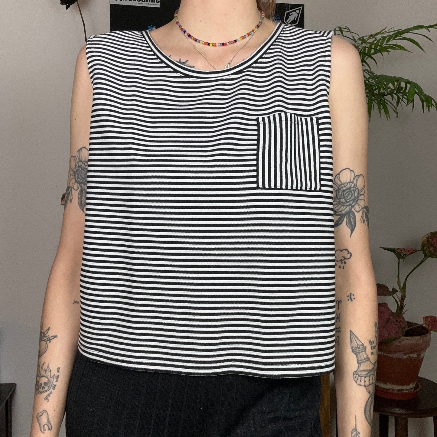 Black and White striped Top