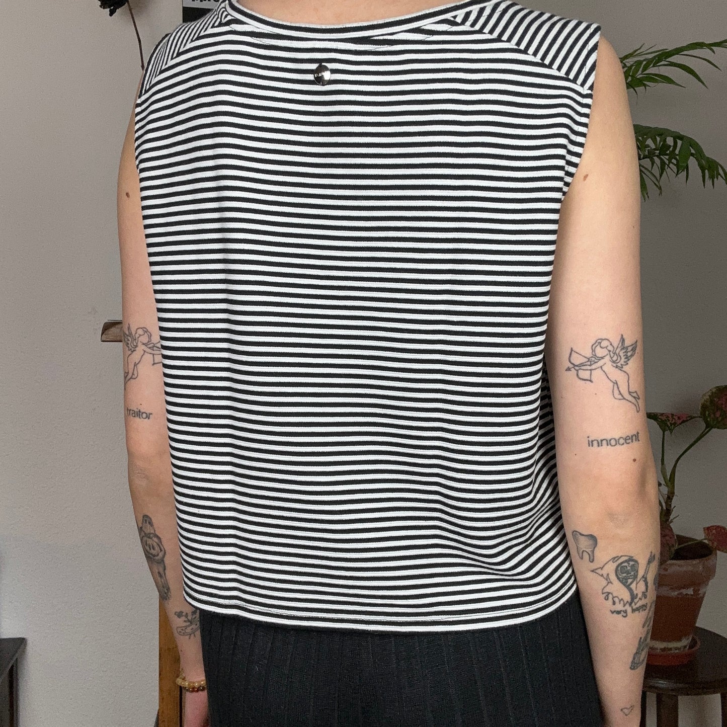 Black and White striped Top