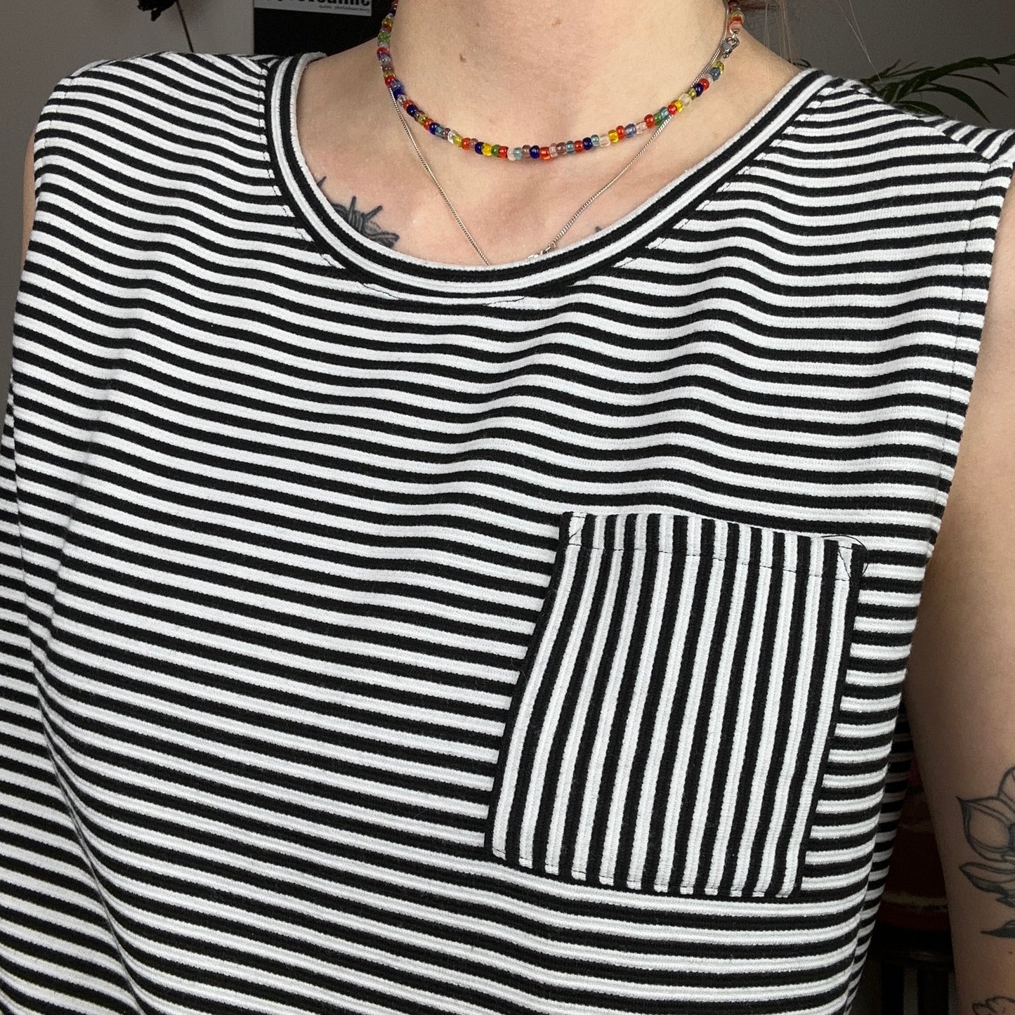 Black and White striped Top