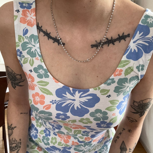 White Dress with Colorful Flower Pattern | Bern