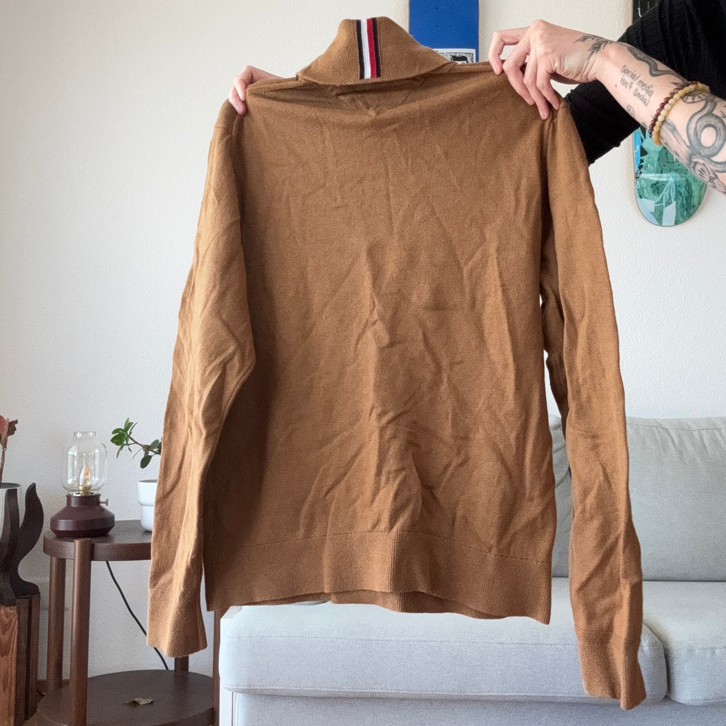 Brauner Tommy Hilfiger Rollkragenpullover mit langen Ärmeln