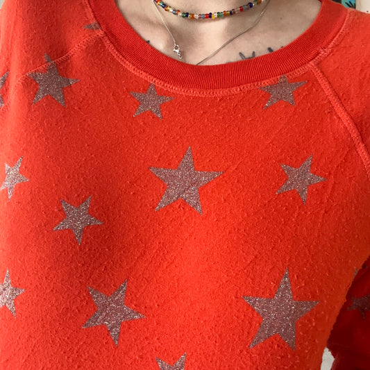 Vintage Orange Longsleeve with cute silver glittery Stars | Bern
