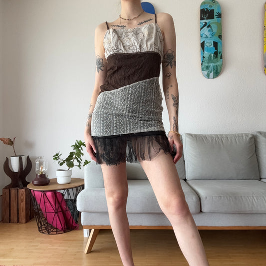 Brown, Beige and White Dress | Bern