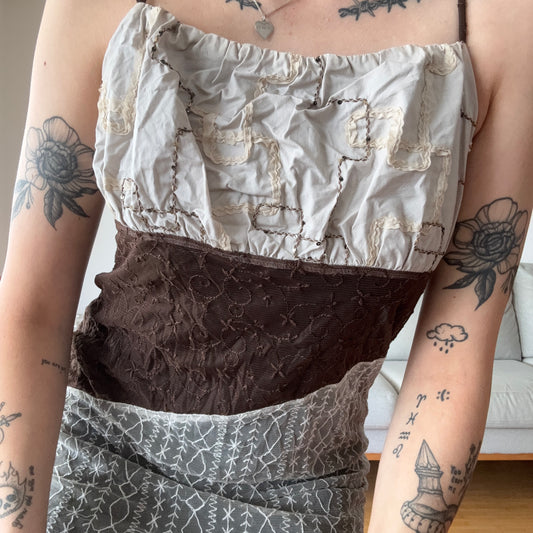 Brown, Beige and White Dress | Bern