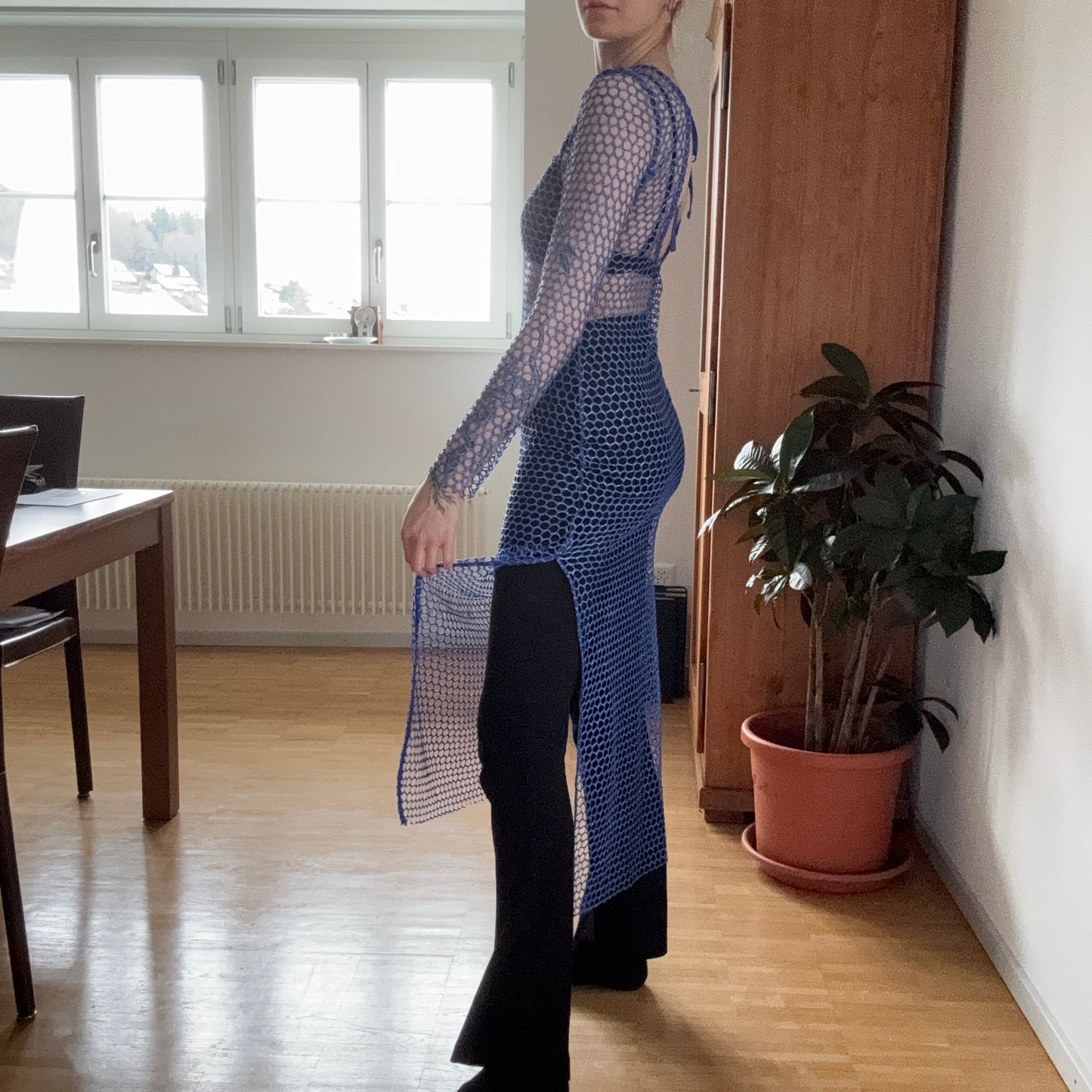 Blue glittery Crochet Dress | Bern