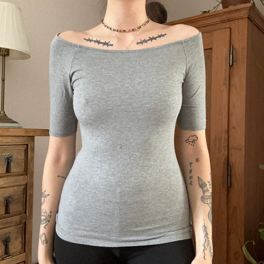 Gray Offshoulder Shirt