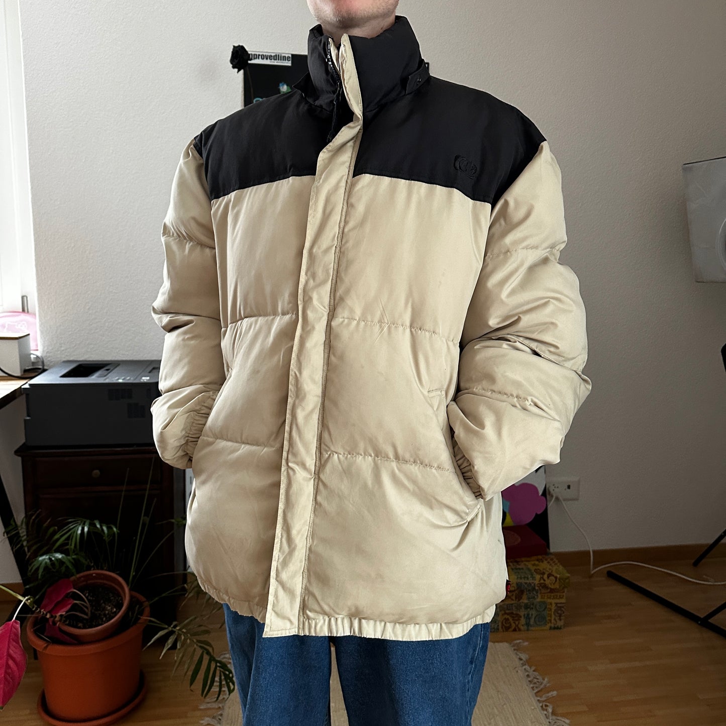 Vintage Black and Beige Puffer Jacket | Bern