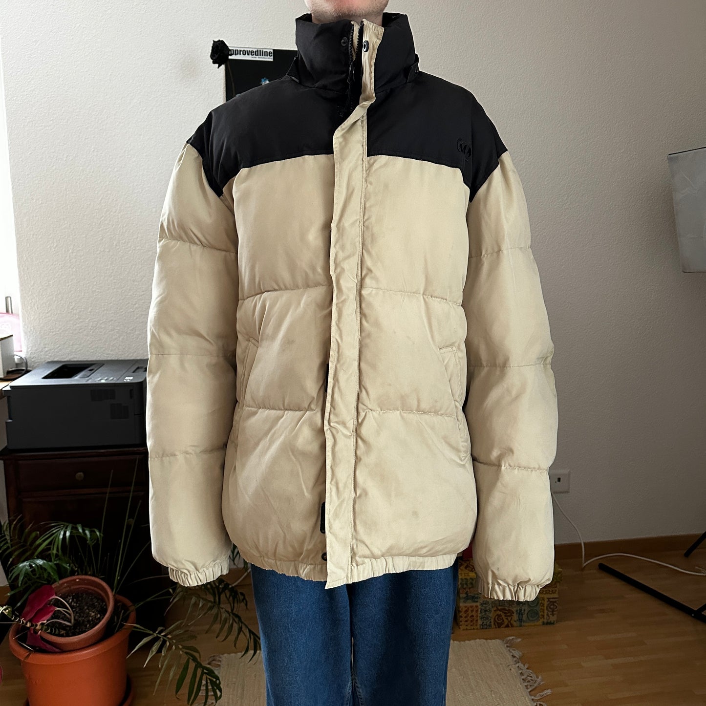 Vintage Black and Beige Puffer Jacket | Bern