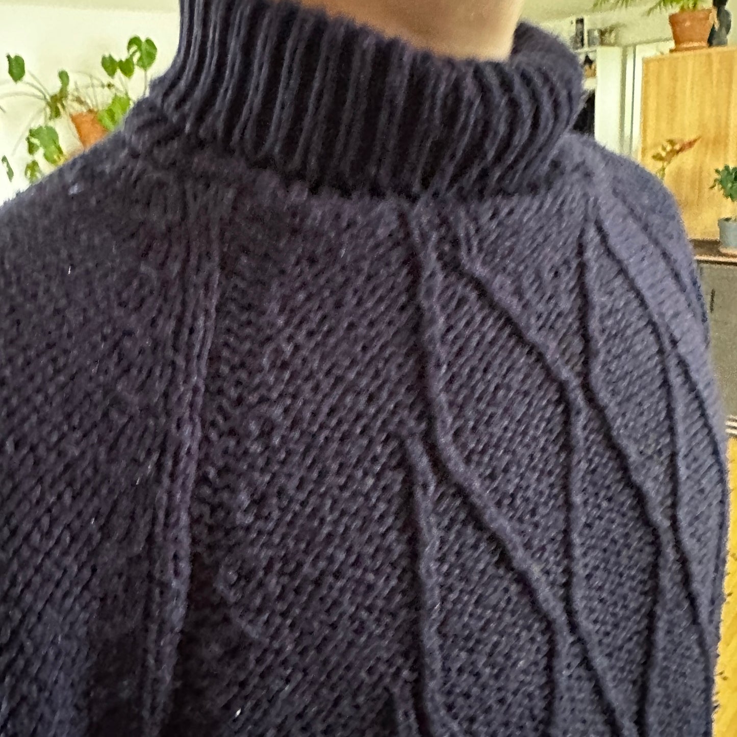 Vintage Blue Knit Sweater with Turtleneck