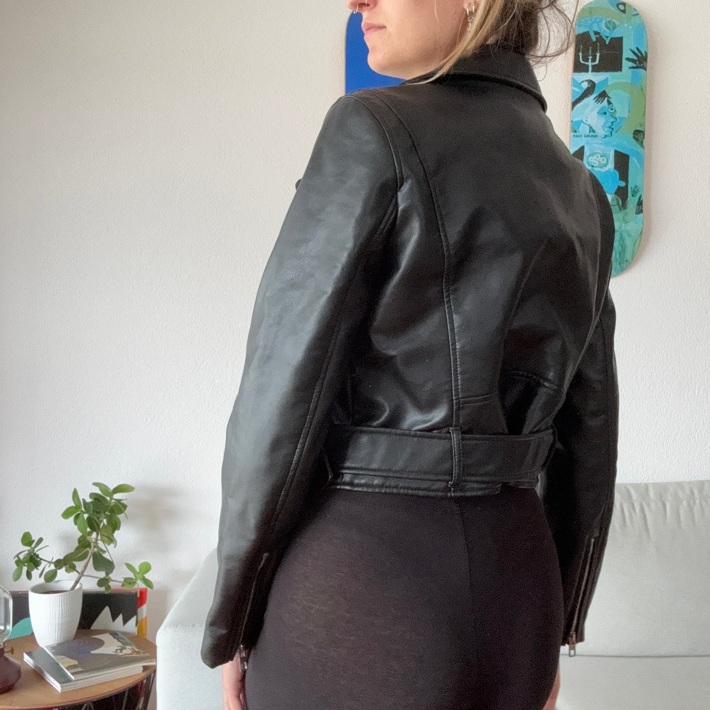 Black Fake Leather Jacket | Bern