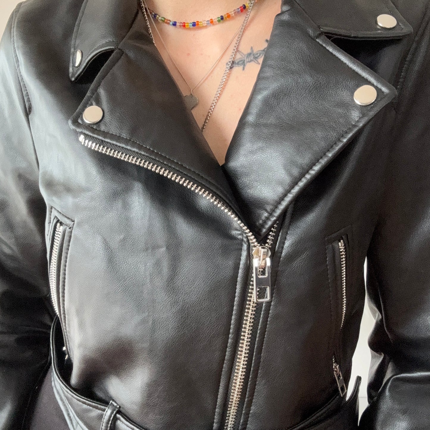 Black Fake Leather Jacket | Bern