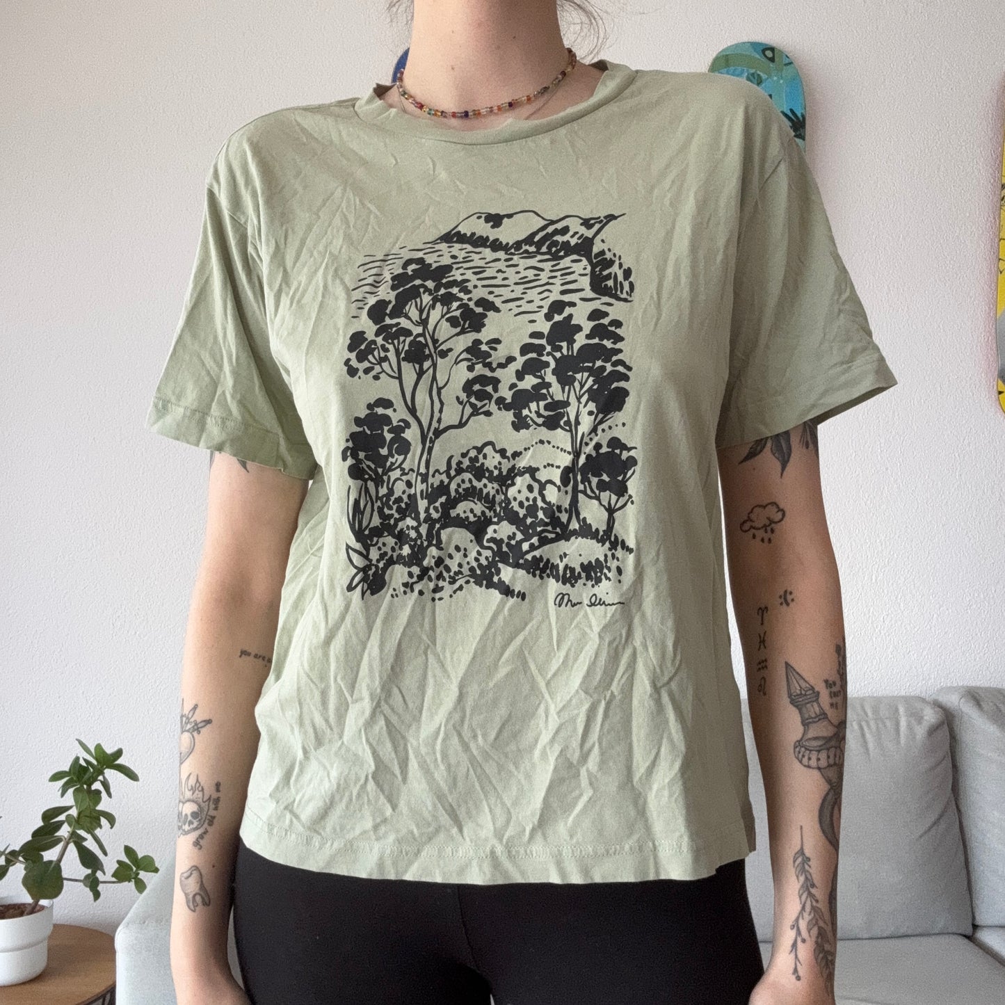 Green Shirt with Black Print | Bern
