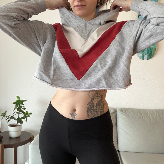 Sweat à capuche gris à rayures blanches et rouges | Bern