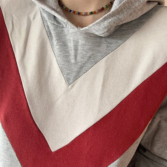 Sweat à capuche gris à rayures blanches et rouges | Bern