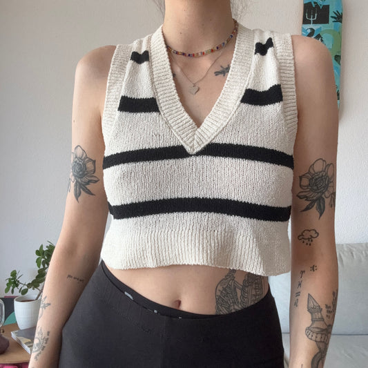 White Top with black Stripes