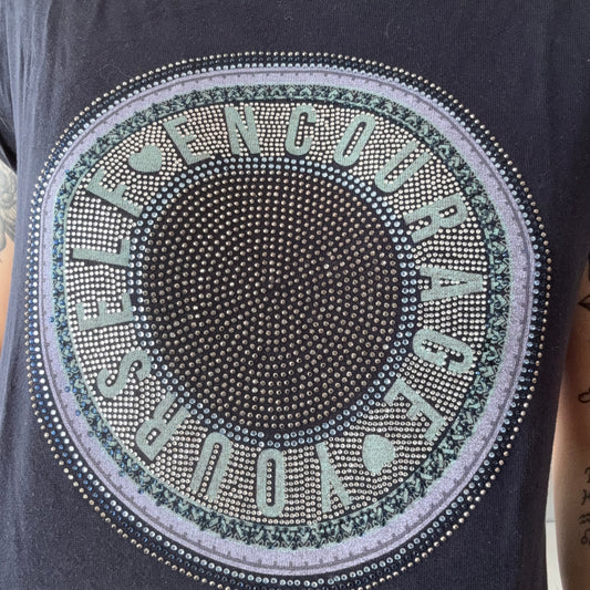 Blue Shirt with Print and shiny stones in the front | Bern