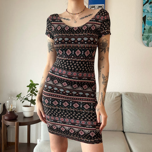 Black Dress with colorful patterns | Bern