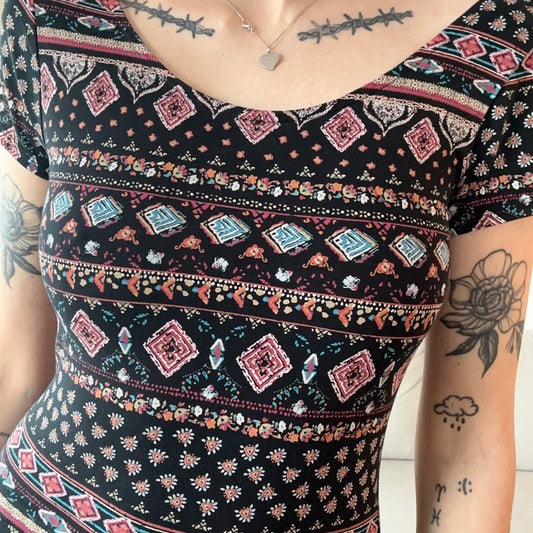 Black Dress with colorful patterns | Bern