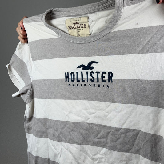 Gray and White Striped Hollister Shirt