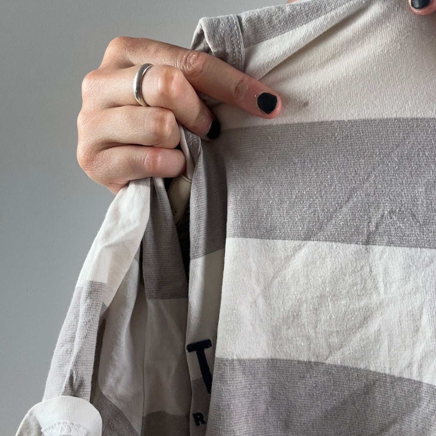 Gray and White Striped Hollister Shirt