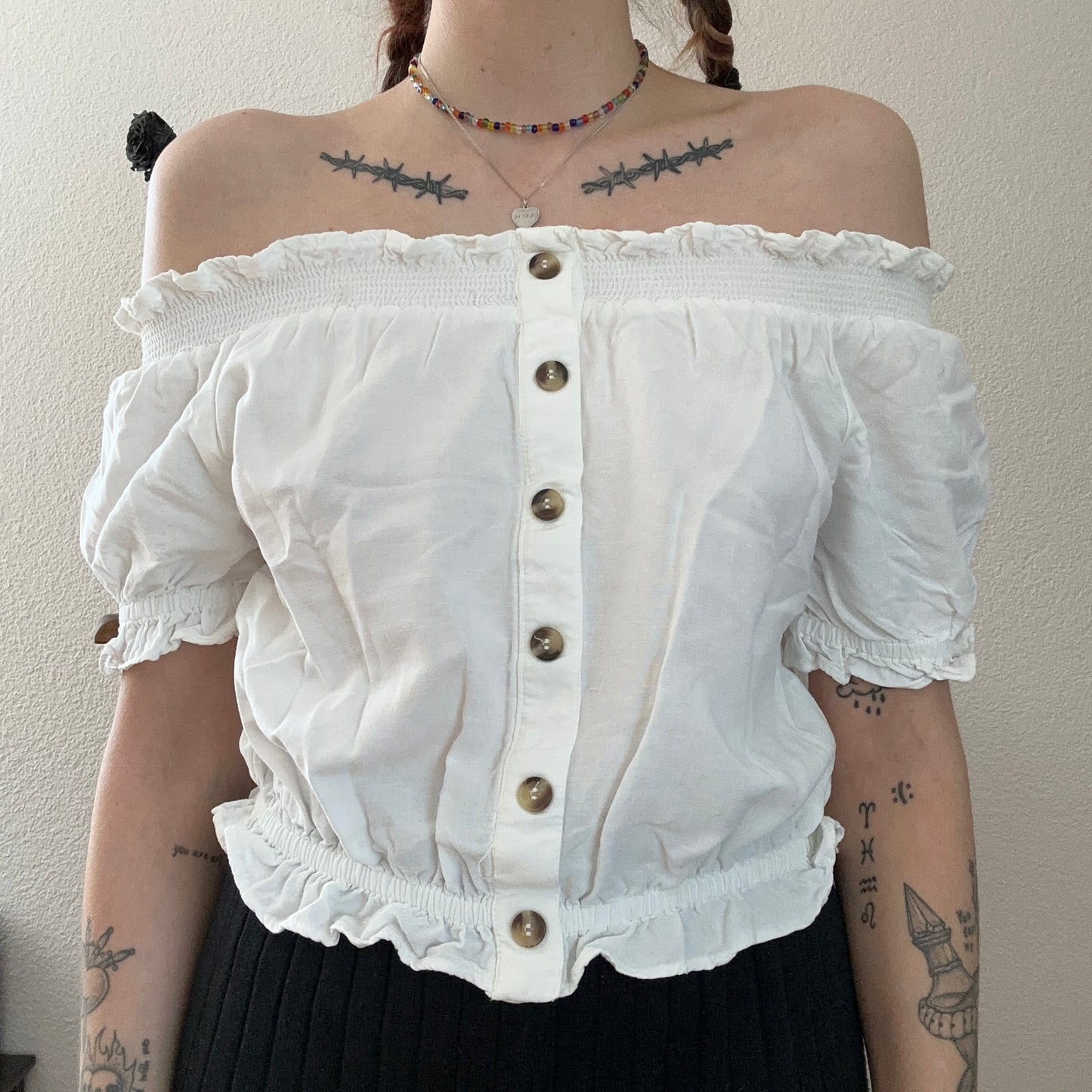 White offshoulder Shirt | Bern