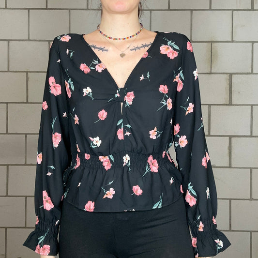 Black Blouse with Flowers | Bern