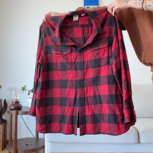 Red and Black Checked Blouse