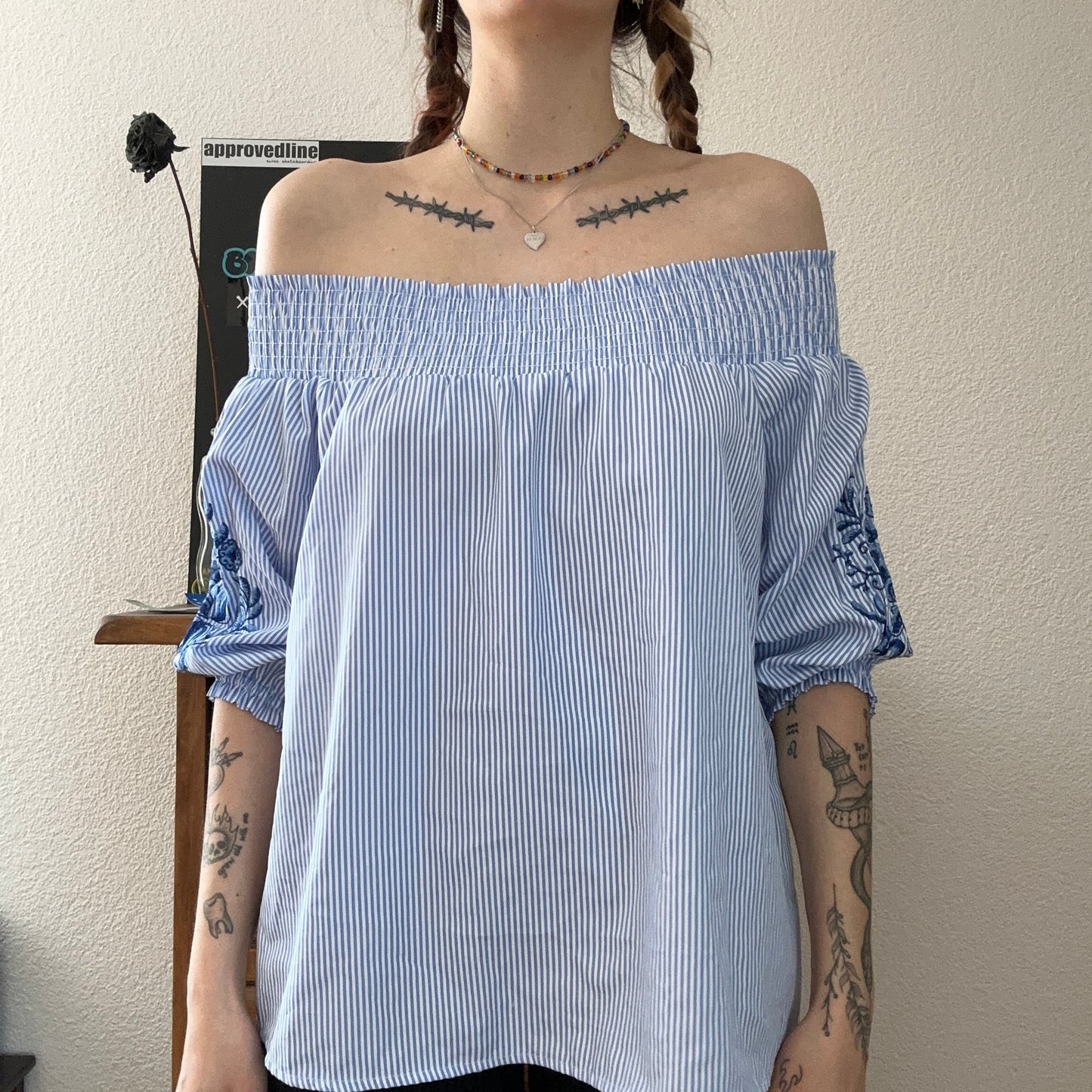 Blaue Off-Shoulder Bluse | Bern