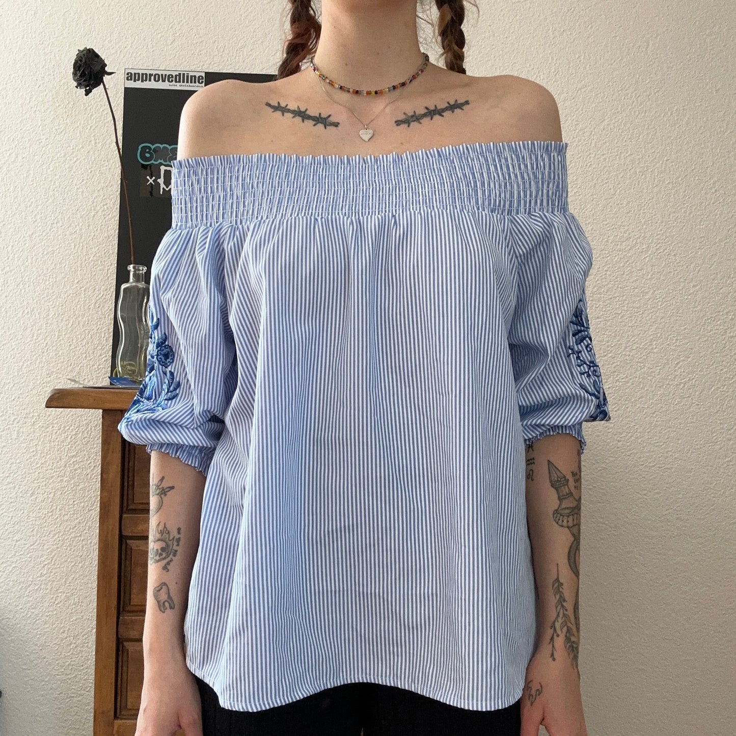 Blaue Off-Shoulder Bluse | Bern