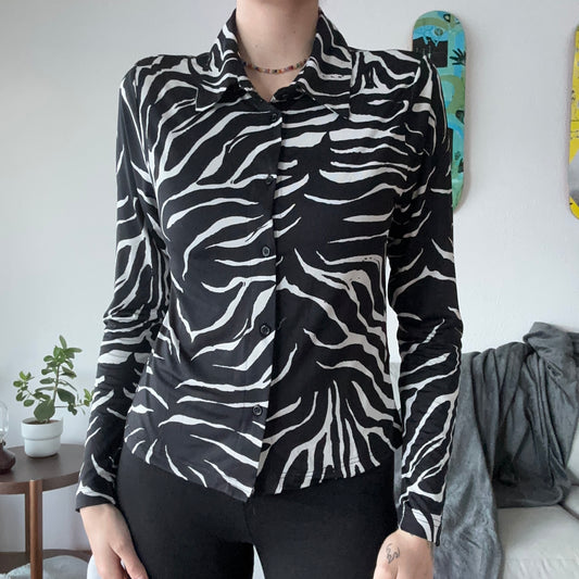Black and White Zebra Print Blouse | Bern