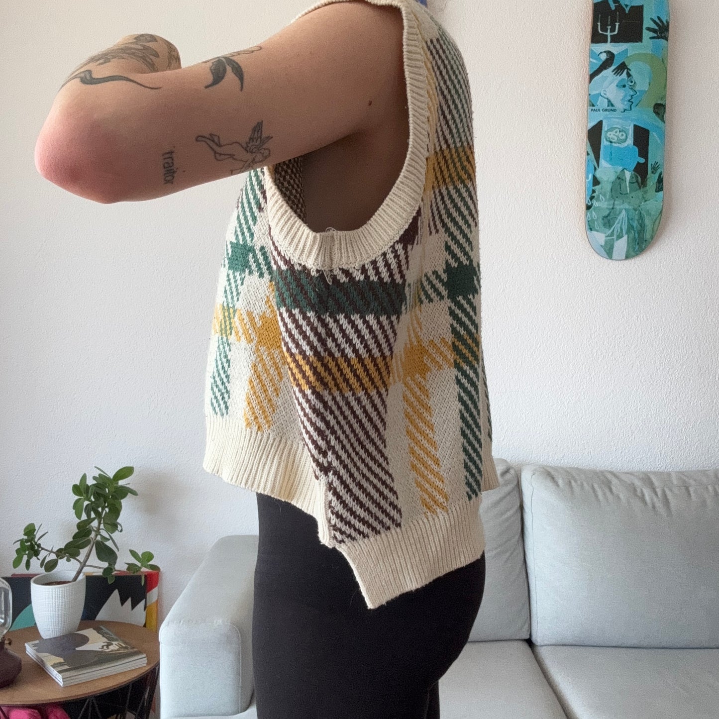 Beige Top with green, brown and yellow Stripes | Bern