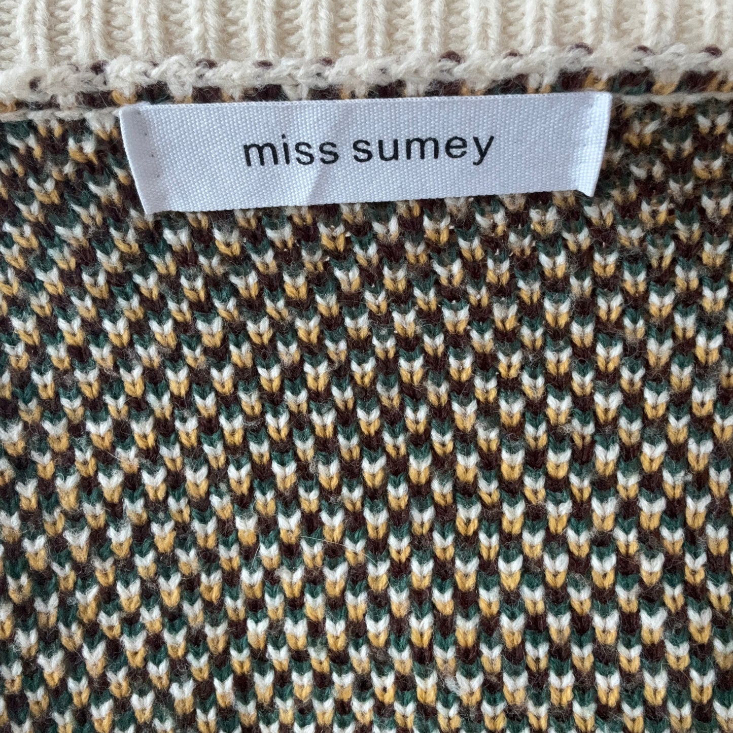 Beige Top with green, brown and yellow Stripes | Bern
