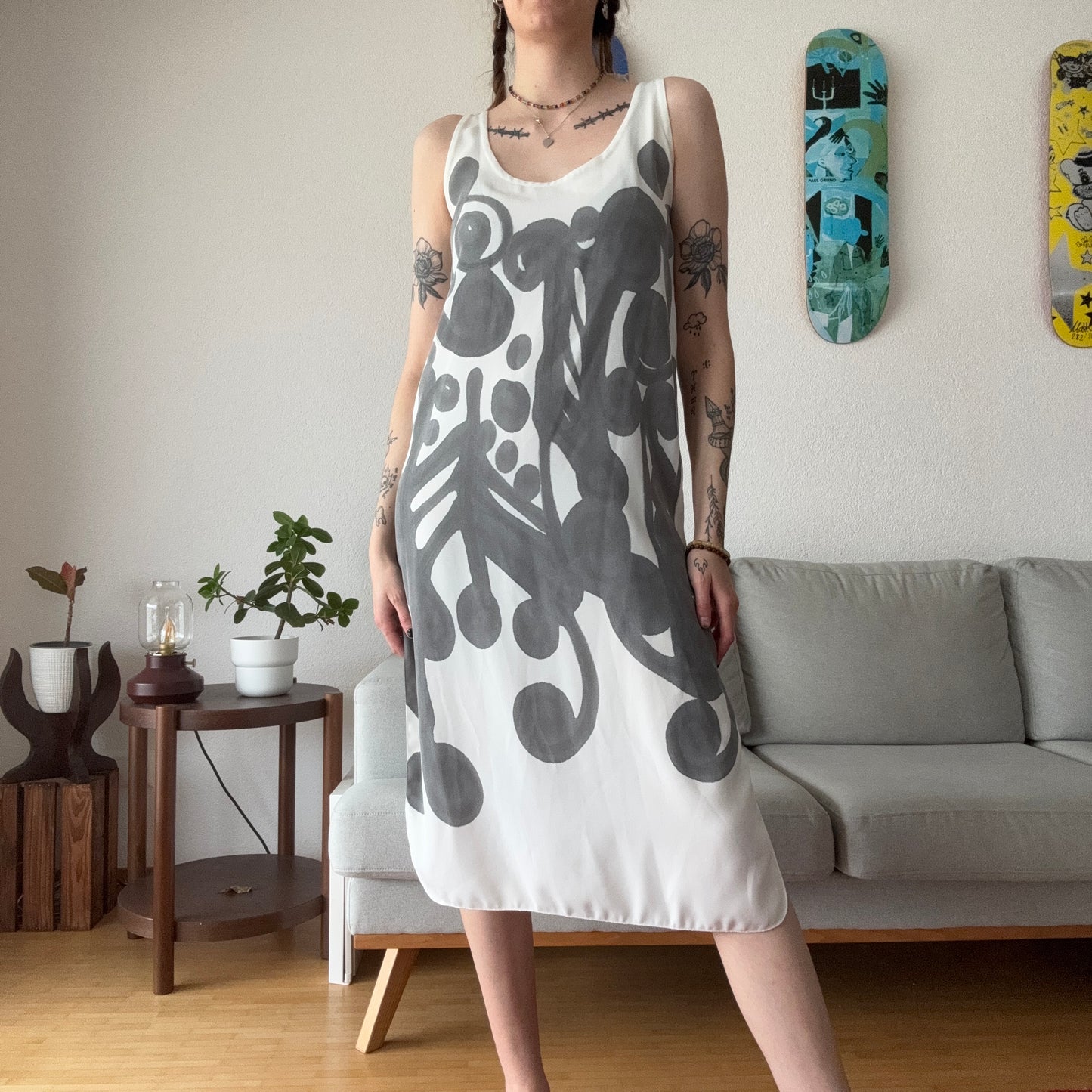 White Dress with gray Pattern | Bern
