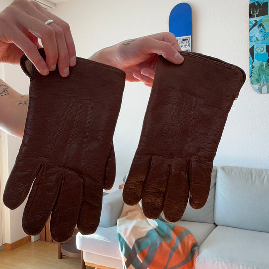 Gants en cuir marron vintage | Bern