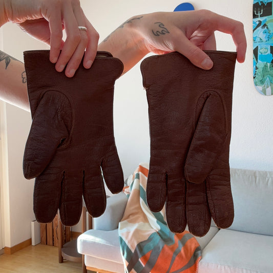 Gants en cuir marron vintage | Bern