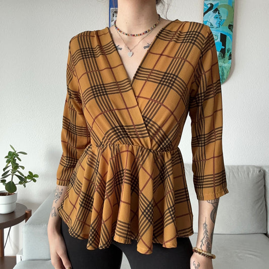 Yellow Blouse with black and red stripes | Bern