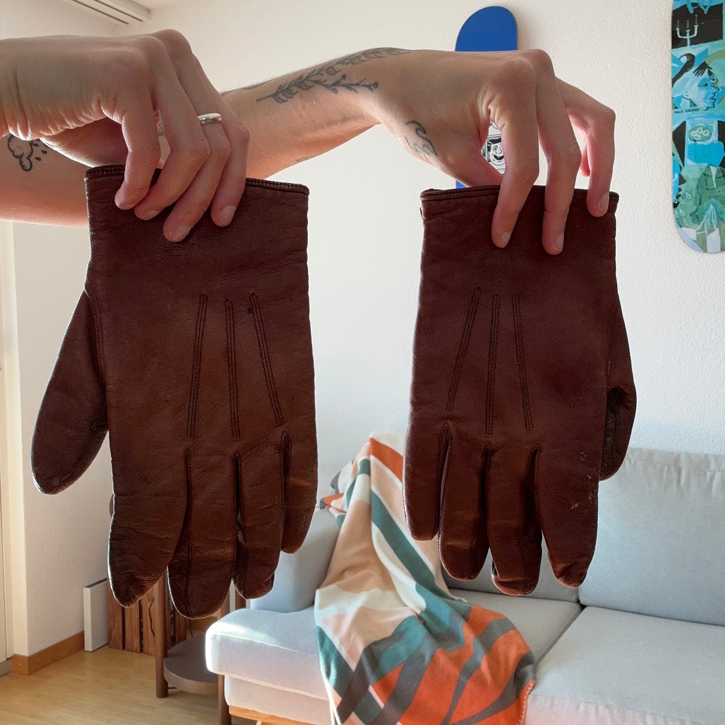 Gants en cuir marron vintage | Bern