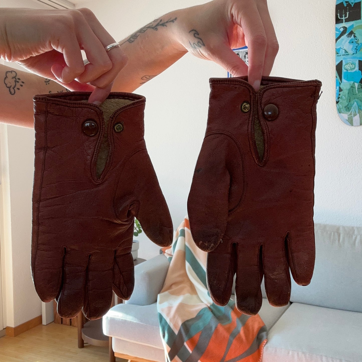 Gants en cuir marron vintage | Bern