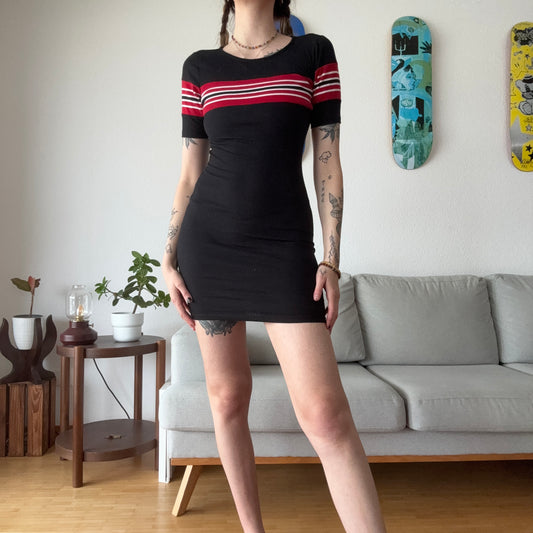 Black Dress with white and red stripes | Bern