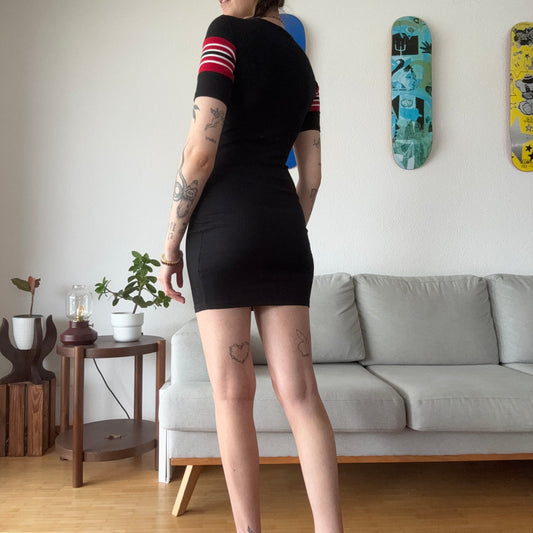 Black Dress with white and red stripes | Bern
