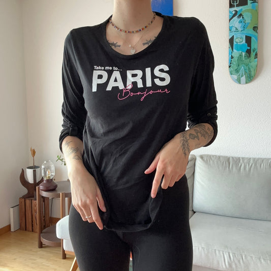 T-shirt à manches longues 3/4 noir avec imprimé sur le devant | Bern