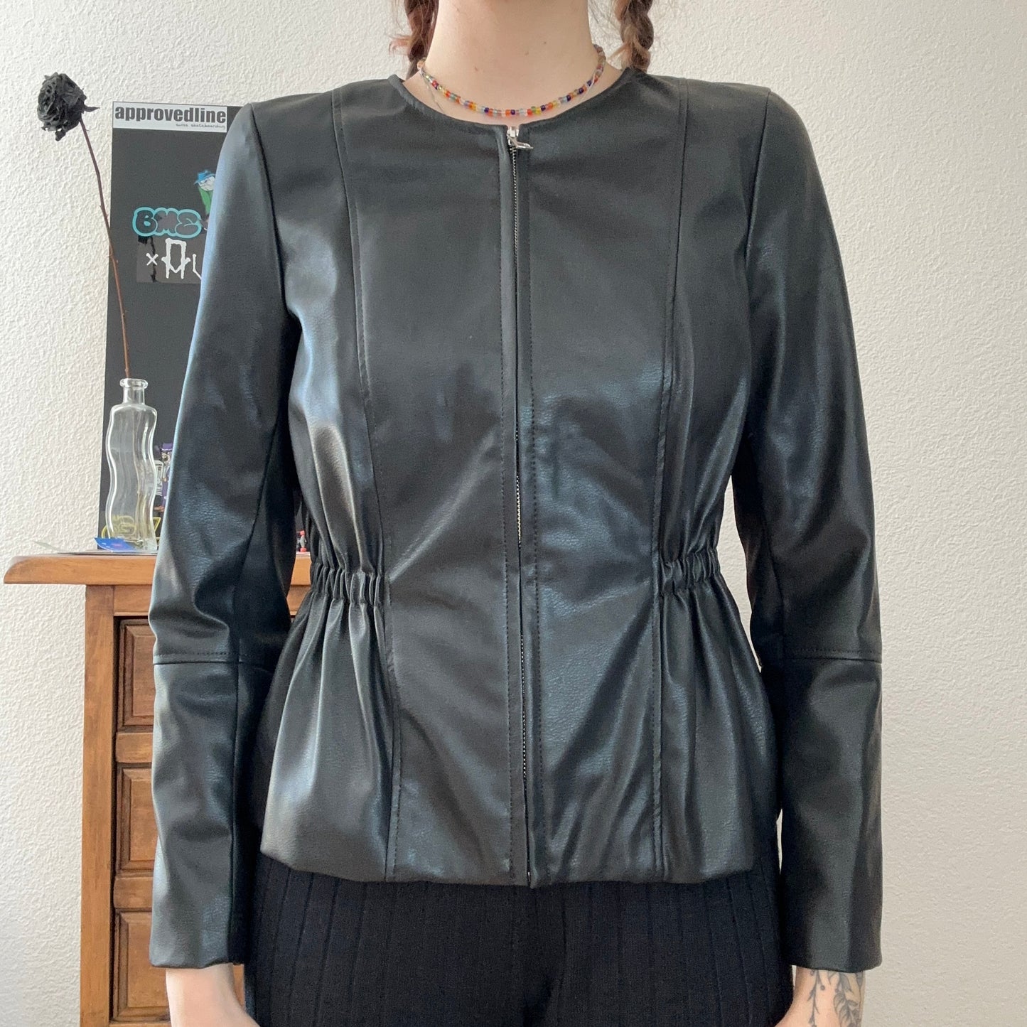 Black fake Leather Jacket | Bern